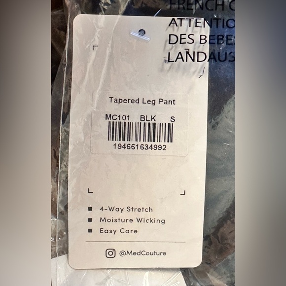 Med Couture Amp Tapered Leg Scrub Pant(MC101) NIP Black Small Reg - Picture 8 of 9